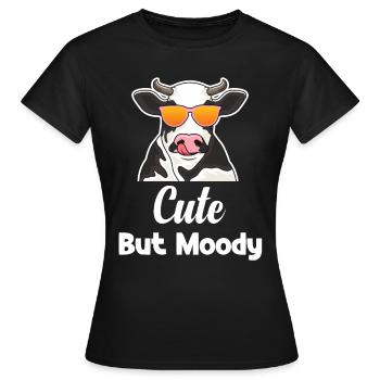 mignon, mais lunatique, drôle, éleveur de vaches, - T-shirt Femme - noir - Devant - AI Model Female 172 dark (172cm)