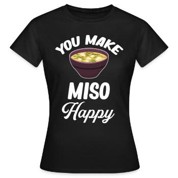 Vous rendez Miso heureux Miso Puns Asiatique Chinois - T-shirt Femme - noir - Devant - AI Model Female 172 dark (172cm)