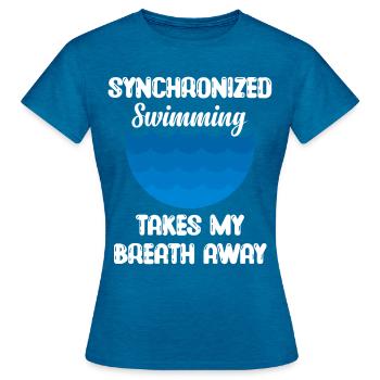 Synchronized Swimming Takes My Breath Away Ballerina - Women's T-Shirt - antique blue sapphire heather - Front - AI Model Female 172 dark (172cm)