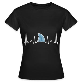 Haifischflosse Herzschlag Hai Liebhaber Geschenk - Frauen T-Shirt - Schwarz - Vorne - AI Model Female 172 dark (172cm)