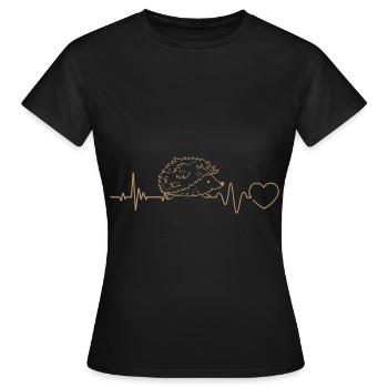 Igel Herzschlag Stachelig Herbst Wald Geschenkidee - Frauen T-Shirt - Schwarz - Vorne - AI Model Female 172 dark (172cm)