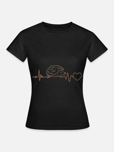 Igel Herzschlag Stachelig Herbst Wald Geschenkidee - Frauen T-Shirt - Schwarz