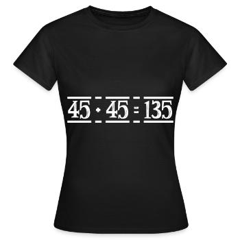 45 + 45 = 135 35 - Frauen T-Shirt - Schwarz - Vorne - AI Model Female 172 dark (172cm)