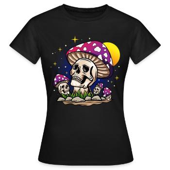 Mushroom skull - Women's T-Shirt - black - Front - AI Model Female 172 dark (172cm)