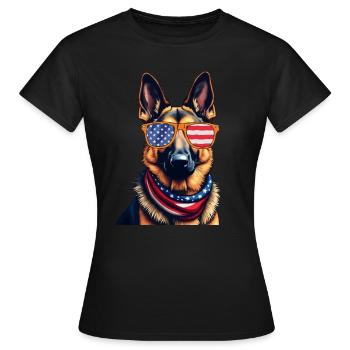 Amour de chien de drapeau américain de berger allemand - T-shirt Femme - noir - Devant - AI Model Female 172 dark (172cm)
