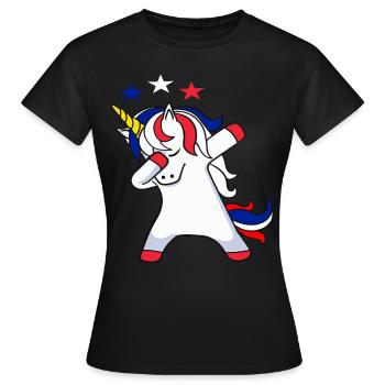 France France Drapeau Dabbing Unicorns - T-shirt Femme - noir - Devant - AI Model Female 172 dark (172cm)