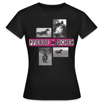Pferde Shirt Damen Mädchen Geschenk T-Shirt - Frauen T-Shirt - Schwarz - Vorne - AI Model Female 172 dark (172cm)