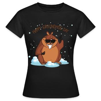 Happy Groundhog Day Groundhog Day Holiday - Women's T-Shirt - black - Front - AI Model Female 172 dark (172cm)