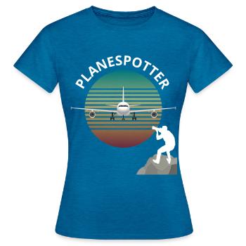 Planespotter Aircraft Watch Gift - Women's T-Shirt - antique blue sapphire heather - Front - AI Model Female 172 dark (172cm)