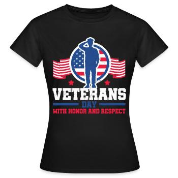 Veterans Day Vintage Memorial Day Freedom - Frauen T-Shirt - Schwarz - Vorne - AI Model Female 172 dark (172cm)