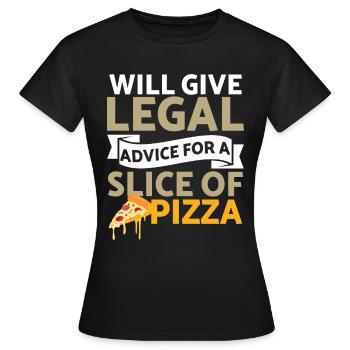 Conseils juridiques pour Pizza Lawyer Jura - T-shirt Femme - noir - Devant - AI Model Female 172 dark (172cm)