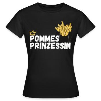 Pommes Prinzessin Fritten Kartoffel - Frauen T-Shirt - Schwarz - Vorne - AI Model Female 172 dark (172cm)