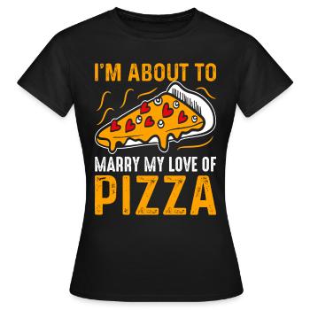 Pizza Love Addiction Cheese Pizza Wedding - T-shirt Femme - noir - Devant - AI Model Female 172 dark (172cm)