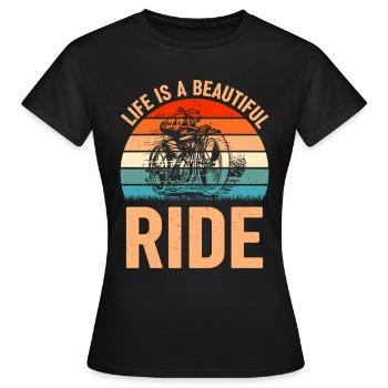 Life is a beautiful ride bike - Women's T-Shirt - black - Front - AI Model Female 172 dark (172cm)