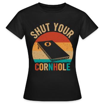 Tenez votre jeu de plateau de trou de maïs jeu de lancer - T-shirt Femme - noir - Devant - AI Model Female 172 dark (172cm)