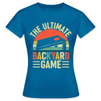 Cornhole Le jeu ultime de la cour arrière - T-shirt Femme - bleu saphir antique chiné - Devant - AI Model Female 172 dark (172cm)