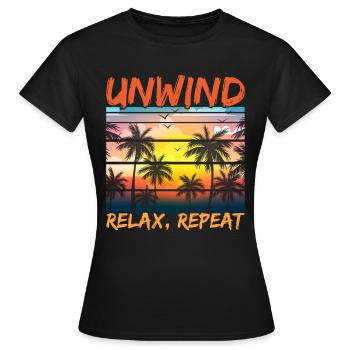 Plage Paradis Déconnecter Relax Répéter - T-shirt Femme - noir - Devant - AI Model Female 172 dark (172cm)
