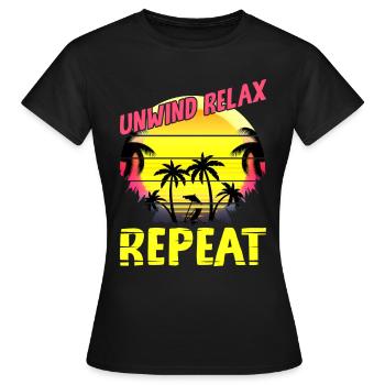 Plage Paradis Déconnecter Relax Répéter - T-shirt Femme - noir - Devant - AI Model Female 172 dark (172cm)