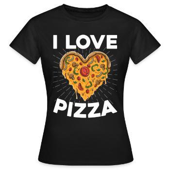 J’adore pizza pizza coeur pizza tranche de pizza - T-shirt Femme - noir - Devant - AI Model Female 172 dark (172cm)