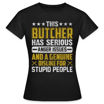 La boucherie, la boucherie, le maître boucher, le boucher - T-shirt Femme - noir - Devant - AI Model Female 172 dark (172cm)