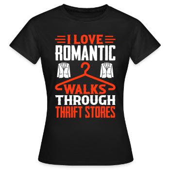 Friperie romantique - T-shirt Femme - noir - Devant - AI Model Female 172 dark (172cm)