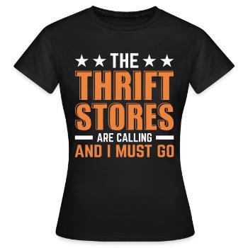 Thrift Stores Gebrauchtwarenladen Second Hand - Frauen T-Shirt - Schwarz - Vorne - AI Model Female 172 dark (172cm)