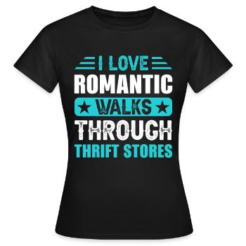 Friperie romantique - T-shirt Femme - noir - Devant - AI Model Female 172 dark (172cm)