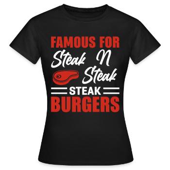 Steak Butcher Meat BBQ Burger - T-shirt Femme - noir - Devant - AI Model Female 172 dark (172cm)