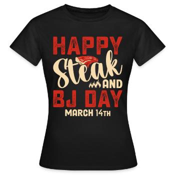Happy steak et fellation jour rêve de l’homme - T-shirt Femme - noir - Devant - AI Model Female 172 dark (172cm)