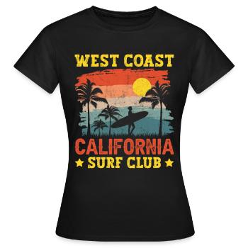 Côte Ouest Californie Surf Beach Palm Trees États-Unis - T-shirt Femme - noir - Devant - AI Model Female 172 dark (172cm)