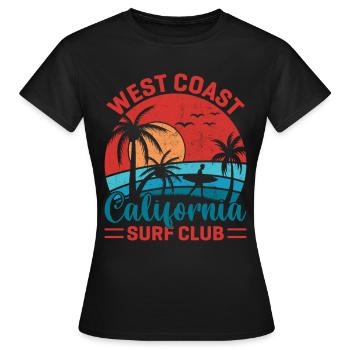 Côte Ouest Californie Surf Beach Palm Trees États-Unis - T-shirt Femme - noir - Devant - AI Model Female 172 dark (172cm)