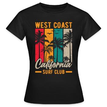 Côte Ouest Californie Surf Beach Palm Trees États-Unis - T-shirt Femme - noir - Devant - AI Model Female 172 dark (172cm)