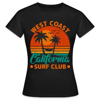 Californie Côte Ouest Surf Vagues Palmiers Été - T-shirt Femme - noir - Devant - AI Model Female 172 dark (172cm)