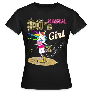 Fille Années 80 Licorne Magique Disco Skaters - T-shirt Femme - noir - Devant - AI Model Female 172 dark (172cm)