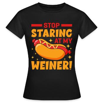 Hotdog Starr nicht auf mein Wiener Würstchen - Frauen T-Shirt - Schwarz - Vorne - AI Model Female 172 dark (172cm)