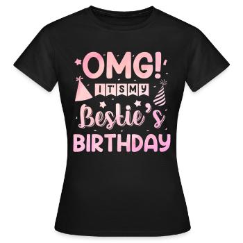 C’est l’anniversaire de ma meilleure amie ! - T-shirt Femme - noir - Devant - AI Model Female 172 dark (172cm)