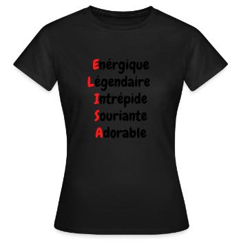 Acrostiche Elisa - T-shirt Femme - noir - Devant - AI Model Female 172 dark (172cm)
