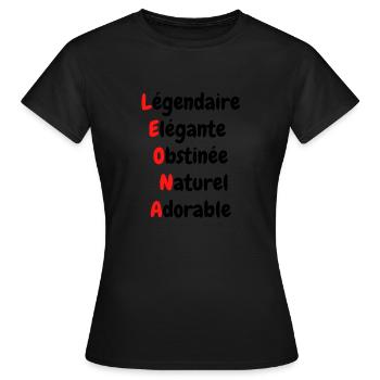 Acrostiche Leona - T-shirt Femme - noir - Devant - AI Model Female 172 dark (172cm)