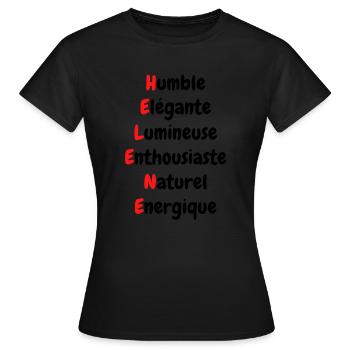Acrostiche Helene - T-shirt Femme - noir - Devant - AI Model Female 172 dark (172cm)