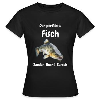 Pikeperch Pike Perch Mix of Fish Fishing Angler - Women's T-Shirt - black - Front - AI Model Female 172 dark (172cm)