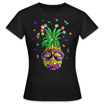 PineApple Mardi Gras - T-shirt Femme - noir - Devant - AI Model Female 172 dark (172cm)