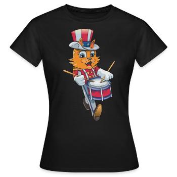 Schlagzeuger Cat 4. Juli - Frauen T-Shirt - Schwarz - Vorne - AI Model Female 172 dark (172cm)