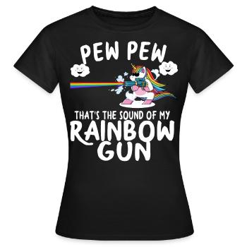 Einhorn Einhörner Regenbogen Pistole Kinder - Frauen T-Shirt - Schwarz - Vorne - AI Model Female 172 dark (172cm)