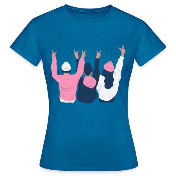 Friends Vibes - T-shirt Femme - bleu saphir antique chiné - Devant - AI Model Female 172 dark (172cm)