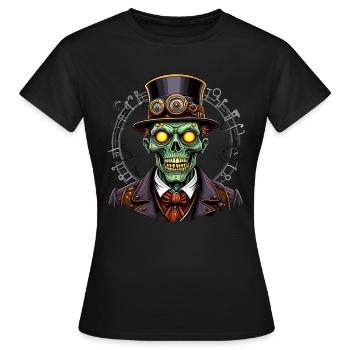 halloween steampunk zombie - Women's T-Shirt - black - Front - AI Model Female 172 dark (172cm)