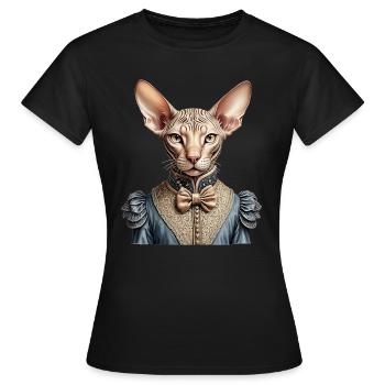 Chat sphynx victorien - T-shirt Femme - noir - Devant - AI Model Female 172 dark (172cm)