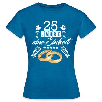 25 Jahre eine Einheit! - Frauen T-Shirt - Antikblaues Saphir meliert - Vorne - AI Model Female 172 dark (172cm)
