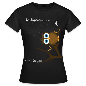 Eule be different be you Gift idea - Women's T-Shirt - black - Front - AI Model Female 172 dark (172cm)