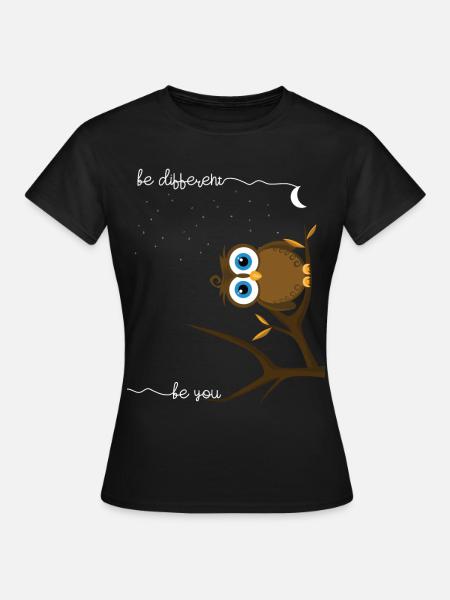 Eule be different be you Idée cadeau - T-shirt Femme - noir