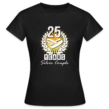 25 ans - couple d'argent - T-shirt Femme - noir - Devant - AI Model Female 172 dark (172cm)